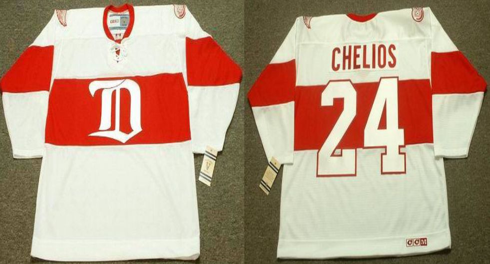 2019 Men Detroit Red Wings 24 Chelios White CCM NHL jerseys